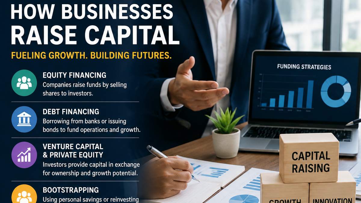 Business leaders discussing capital raising and funding strategies