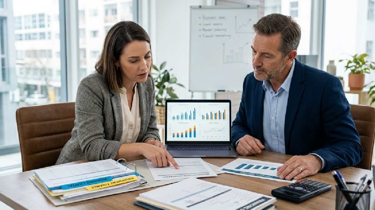 Business owner comparing different loan options