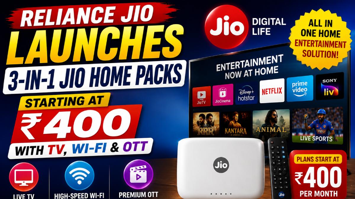 Reliance Jio Launches 3-in-1 Jio Home Packs Starting at ₹400 With TV, Wi-Fi & OTT