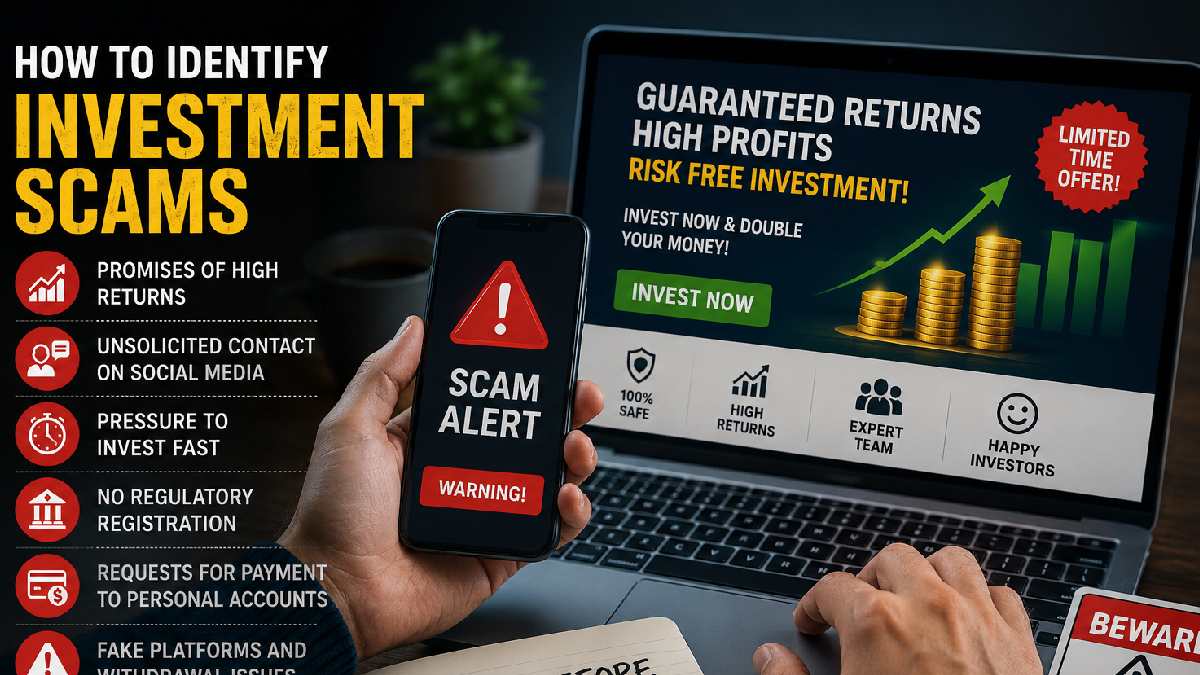 Investor checking investment scam warning signs